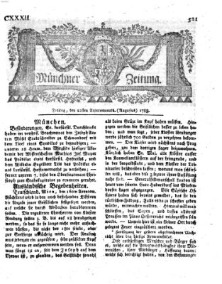 Münchner Zeitung (Süddeutsche Presse) Freitag 22. August 1783