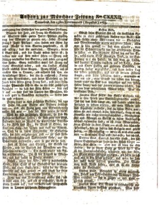 Münchner Zeitung (Süddeutsche Presse) Samstag 23. August 1783