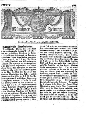 Münchner Zeitung (Süddeutsche Presse) Dienstag 26. August 1783