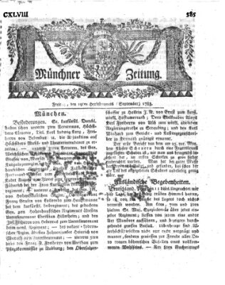 Münchner Zeitung (Süddeutsche Presse) Freitag 19. September 1783