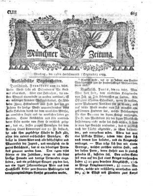 Münchner Zeitung (Süddeutsche Presse) Montag 29. September 1783