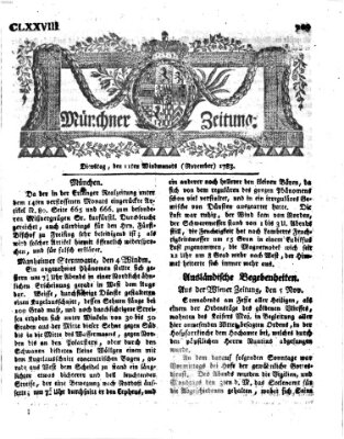 Münchner Zeitung (Süddeutsche Presse) Dienstag 11. November 1783