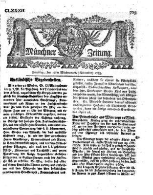 Münchner Zeitung (Süddeutsche Presse) Dienstag 18. November 1783