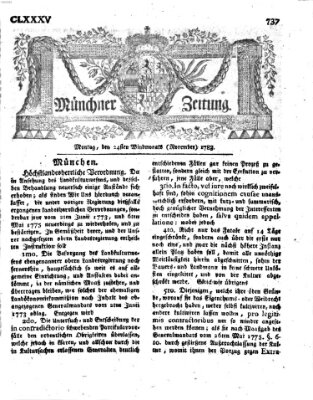 Münchner Zeitung (Süddeutsche Presse) Montag 24. November 1783