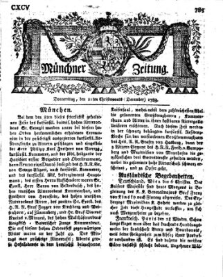 Münchner Zeitung (Süddeutsche Presse) Donnerstag 11. Dezember 1783