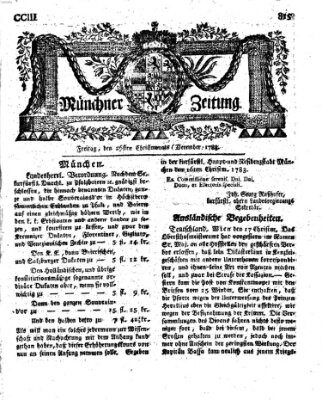 Münchner Zeitung (Süddeutsche Presse) Freitag 26. Dezember 1783