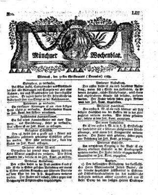 Münchner Zeitung (Süddeutsche Presse) Mittwoch 31. Dezember 1783