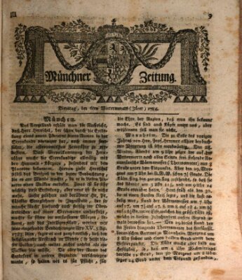 Münchner Zeitung (Süddeutsche Presse) Dienstag 6. Januar 1784