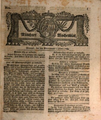 Münchner Zeitung (Süddeutsche Presse) Mittwoch 7. Januar 1784