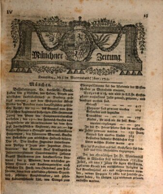 Münchner Zeitung (Süddeutsche Presse) Donnerstag 8. Januar 1784