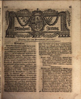 Münchner Zeitung (Süddeutsche Presse) Donnerstag 15. Januar 1784