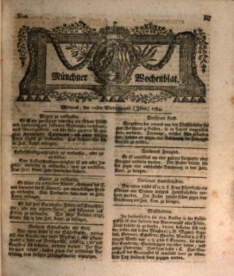 Münchner Zeitung (Süddeutsche Presse) Mittwoch 21. Januar 1784