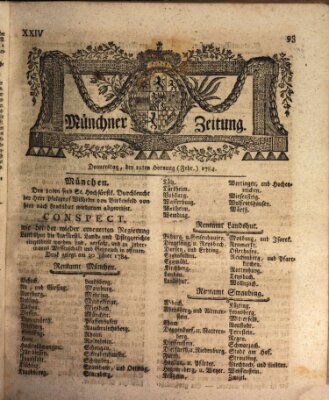 Münchner Zeitung (Süddeutsche Presse) Donnerstag 12. Februar 1784