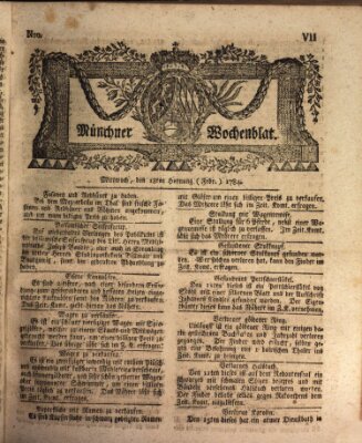 Münchner Zeitung (Süddeutsche Presse) Mittwoch 18. Februar 1784