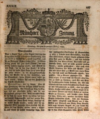 Münchner Zeitung (Süddeutsche Presse) Dienstag 9. März 1784