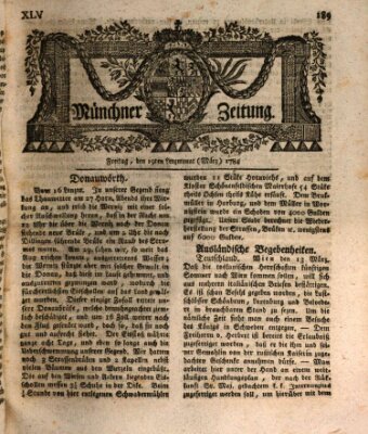 Münchner Zeitung (Süddeutsche Presse) Freitag 19. März 1784