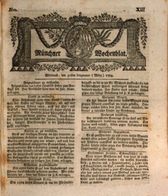 Münchner Zeitung (Süddeutsche Presse) Mittwoch 31. März 1784