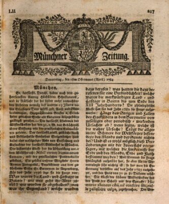 Münchner Zeitung (Süddeutsche Presse) Donnerstag 1. April 1784