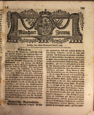 Münchner Zeitung (Süddeutsche Presse) Freitag 16. April 1784