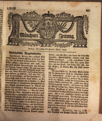 Münchner Zeitung (Süddeutsche Presse) Freitag 30. April 1784