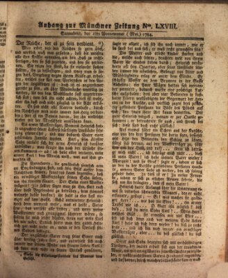 Münchner Zeitung (Süddeutsche Presse) Samstag 1. Mai 1784