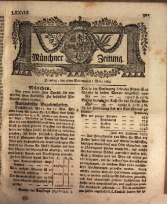 Münchner Zeitung (Süddeutsche Presse) Dienstag 18. Mai 1784