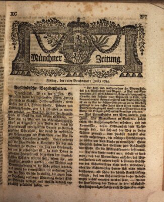 Münchner Zeitung (Süddeutsche Presse) Freitag 11. Juni 1784