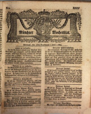 Münchner Zeitung (Süddeutsche Presse) Mittwoch 16. Juni 1784