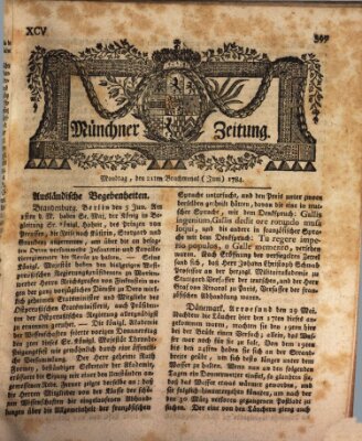 Münchner Zeitung (Süddeutsche Presse) Montag 21. Juni 1784