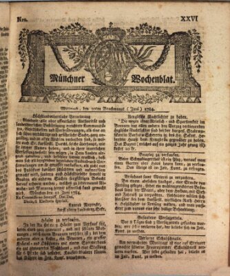 Münchner Zeitung (Süddeutsche Presse) Mittwoch 30. Juni 1784