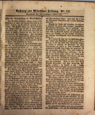 Münchner Zeitung (Süddeutsche Presse) Samstag 3. Juli 1784