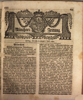 Münchner Zeitung (Süddeutsche Presse) Freitag 9. Juli 1784