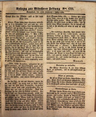 Münchner Zeitung (Süddeutsche Presse) Samstag 10. Juli 1784