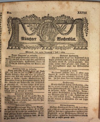 Münchner Zeitung (Süddeutsche Presse) Mittwoch 14. Juli 1784