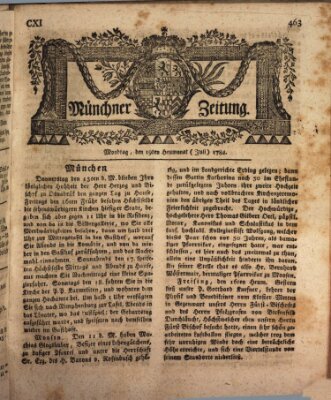 Münchner Zeitung (Süddeutsche Presse) Montag 19. Juli 1784