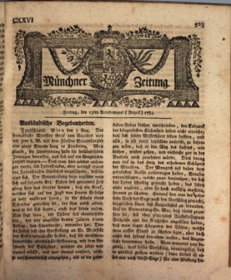 Münchner Zeitung (Süddeutsche Presse) Freitag 13. August 1784