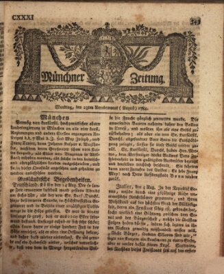 Münchner Zeitung (Süddeutsche Presse) Montag 23. August 1784