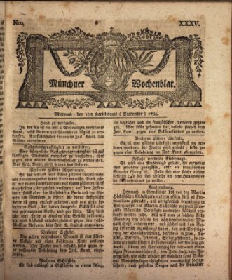 Münchner Zeitung (Süddeutsche Presse) Mittwoch 1. September 1784