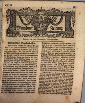 Münchner Zeitung (Süddeutsche Presse) Freitag 10. September 1784