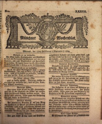 Münchner Zeitung (Süddeutsche Presse) Mittwoch 15. September 1784