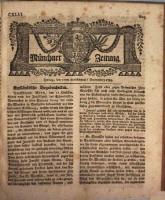 Münchner Zeitung (Süddeutsche Presse) Freitag 17. September 1784