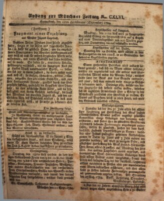 Münchner Zeitung (Süddeutsche Presse) Samstag 18. September 1784