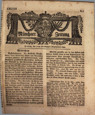 Münchner Zeitung (Süddeutsche Presse) Dienstag 21. September 1784