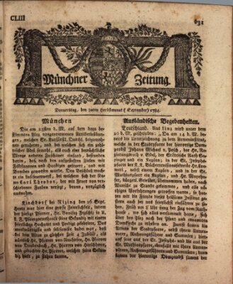 Münchner Zeitung (Süddeutsche Presse) Donnerstag 30. September 1784