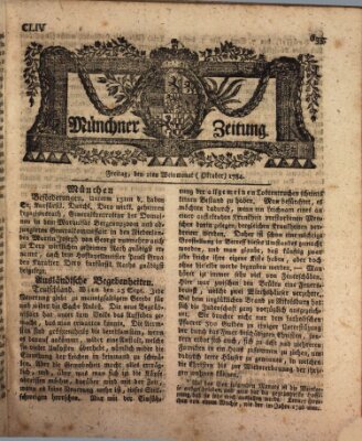 Münchner Zeitung (Süddeutsche Presse) Freitag 1. Oktober 1784