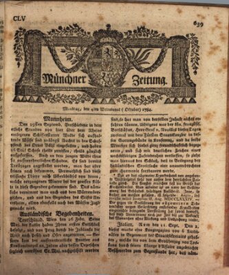 Münchner Zeitung (Süddeutsche Presse) Montag 4. Oktober 1784