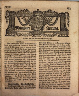 Münchner Zeitung (Süddeutsche Presse) Freitag 8. Oktober 1784