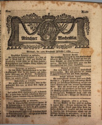 Münchner Zeitung (Süddeutsche Presse) Mittwoch 27. Oktober 1784