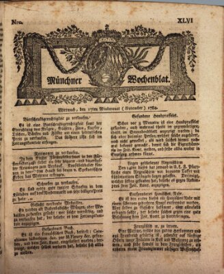 Münchner Zeitung (Süddeutsche Presse) Mittwoch 17. November 1784