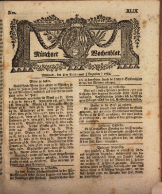 Münchner Zeitung (Süddeutsche Presse) Mittwoch 8. Dezember 1784